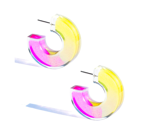 Chunky Glitter Lucite Open Hoop Earring