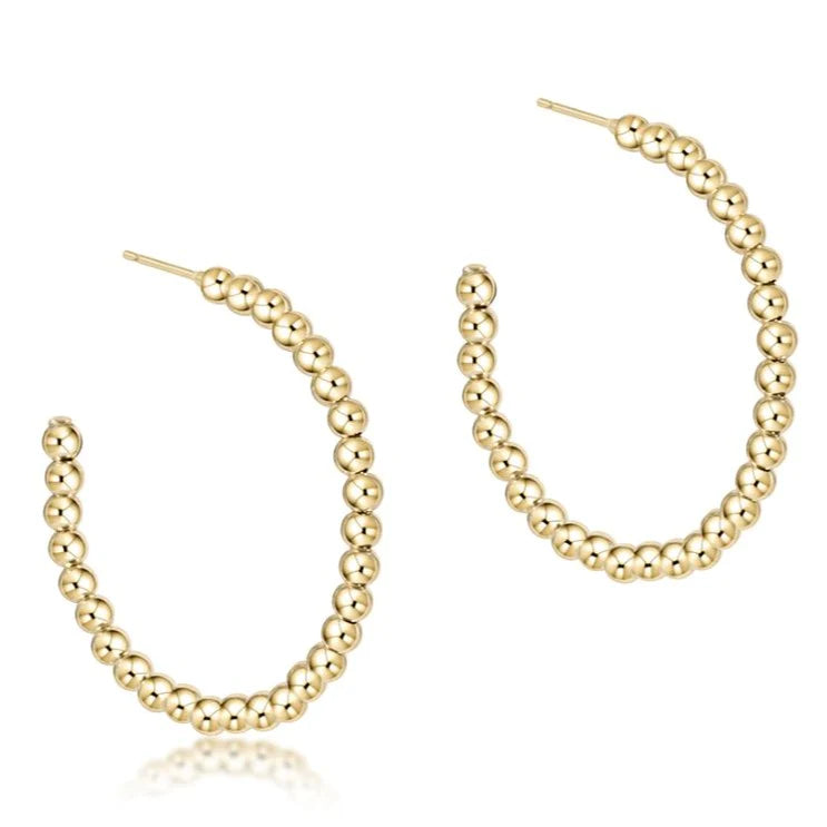 ENewton/ Beaded Classic 1.25" Post Hoop-3mm Gold