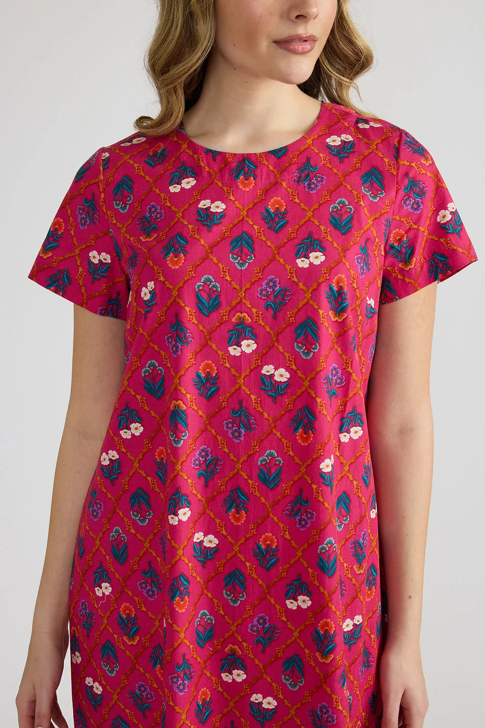 Double A/ The Ellie Dress/ Fuchsia Lattice
