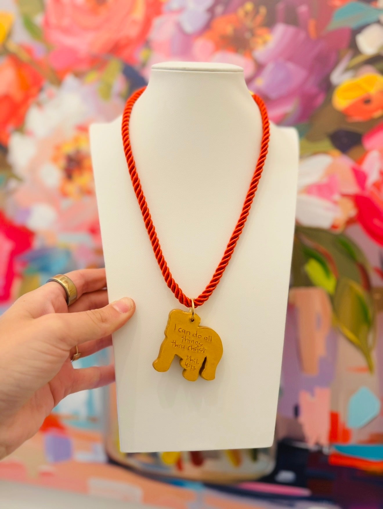 Hidden Truth Jewelry/ Red Rope Necklace + Medium Bulldog