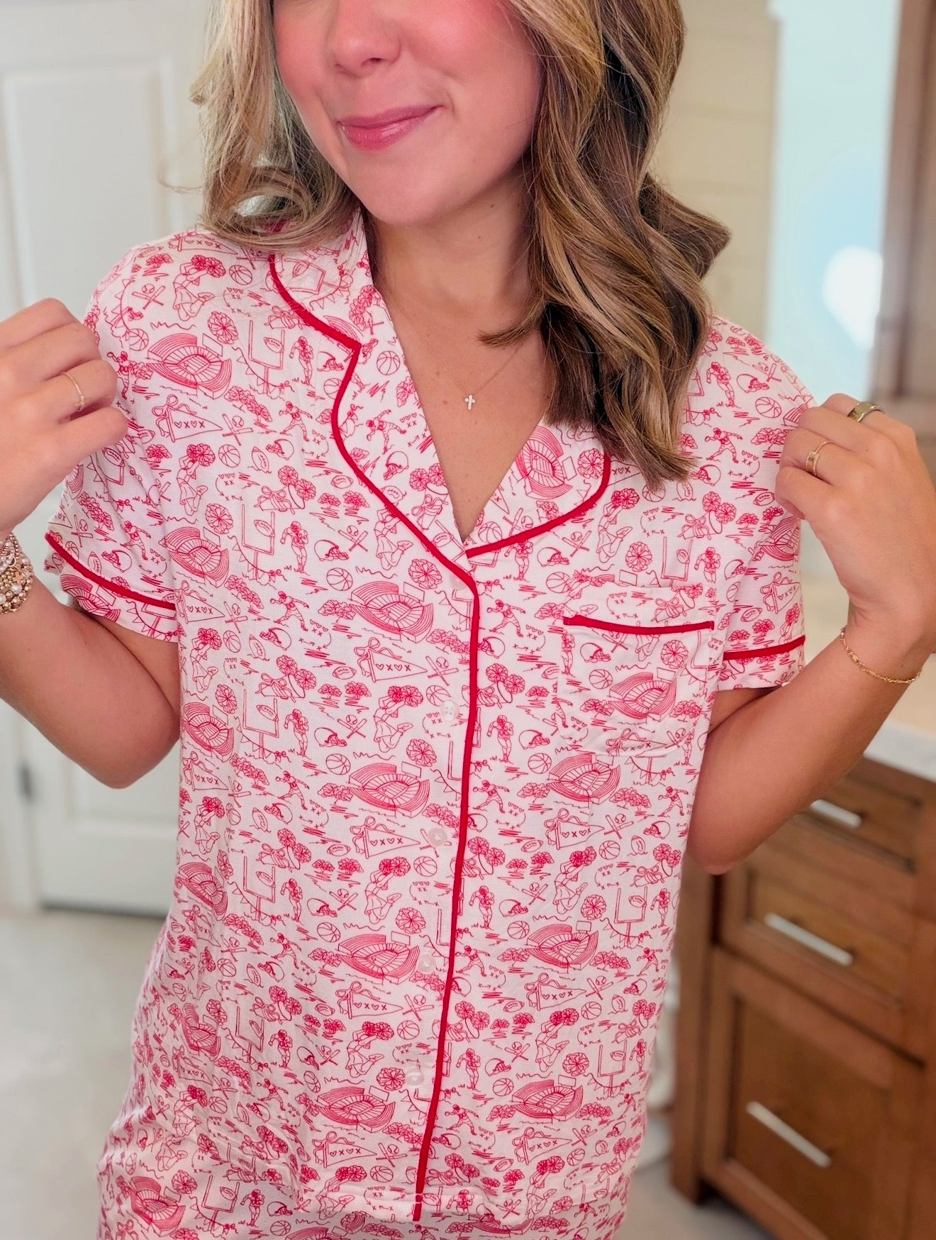 MS/ The Charlotte PJ Set/ Team Toile Red