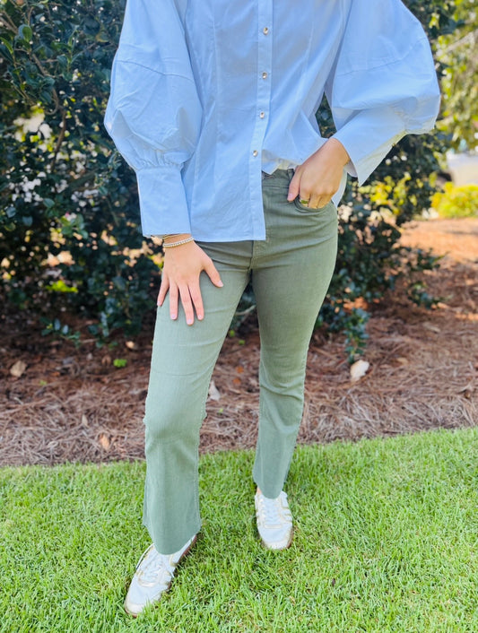 Just Black/ HR Tonal Crop Flare/ Vintage Olive