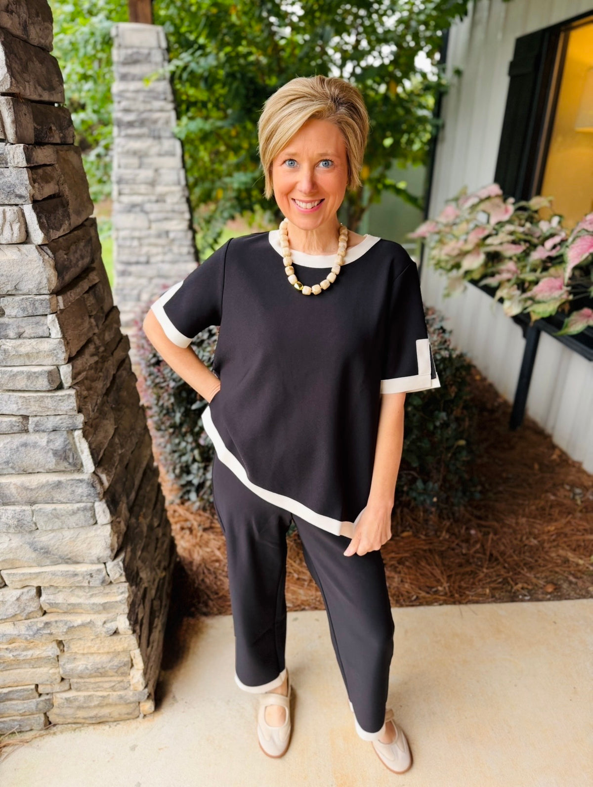 The Kiara Crepe Knit Pant/ Black