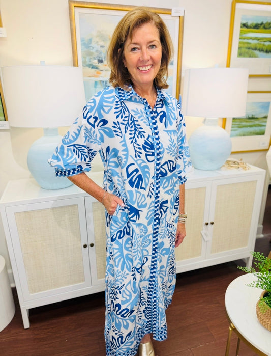 Jade/ The Lagoon Leaf Shirt Dress