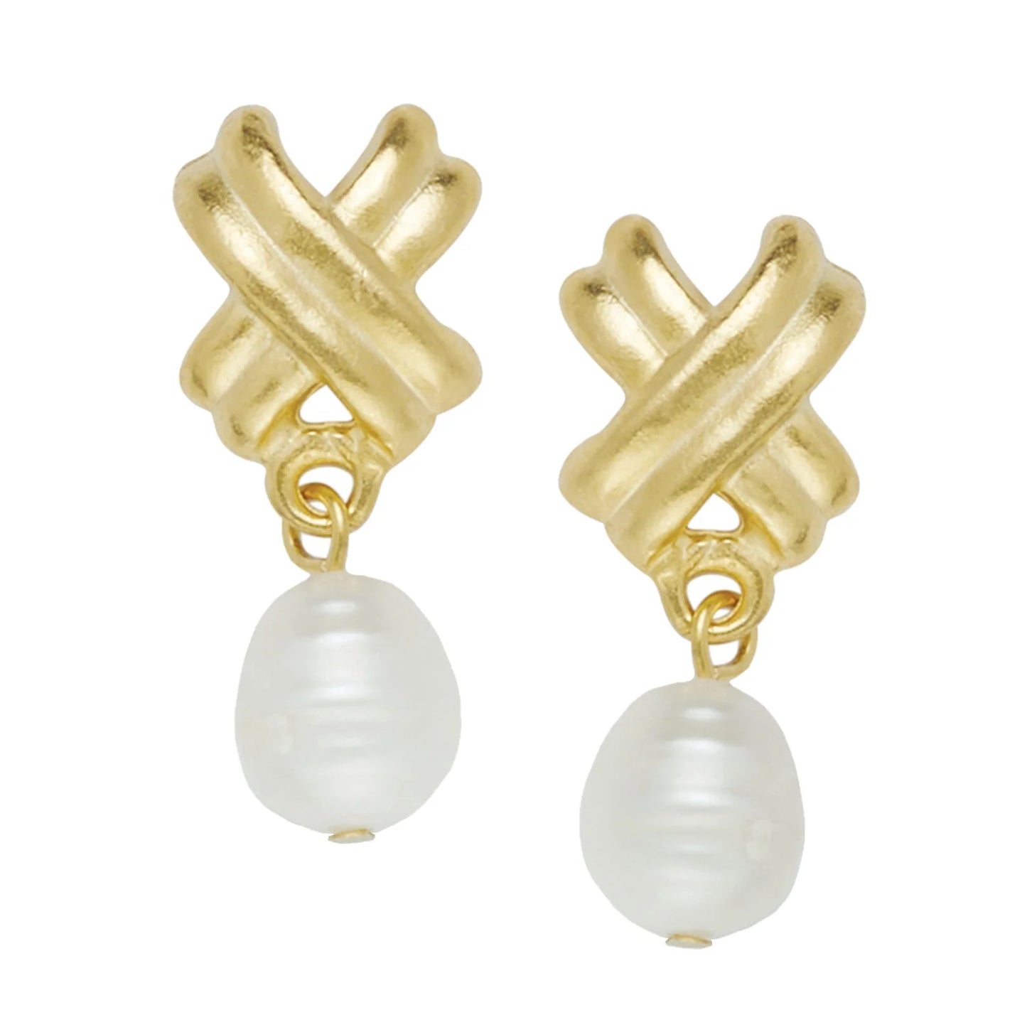 Susan Shaw/ Mini X Pearl Drop Studs