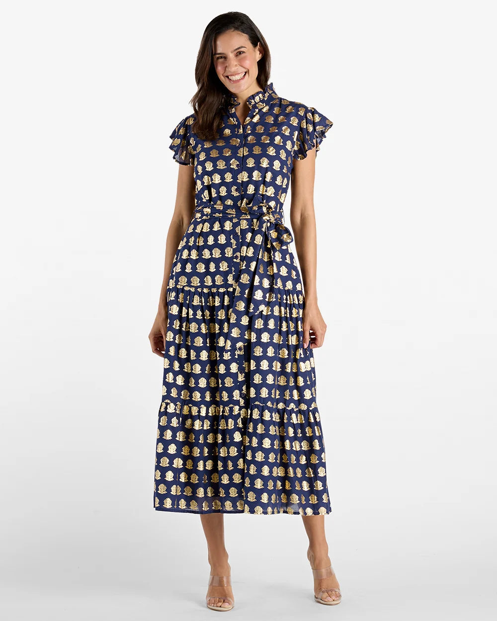 Jude Connally/ The Mirabella Dress/ Navy Foulard Border