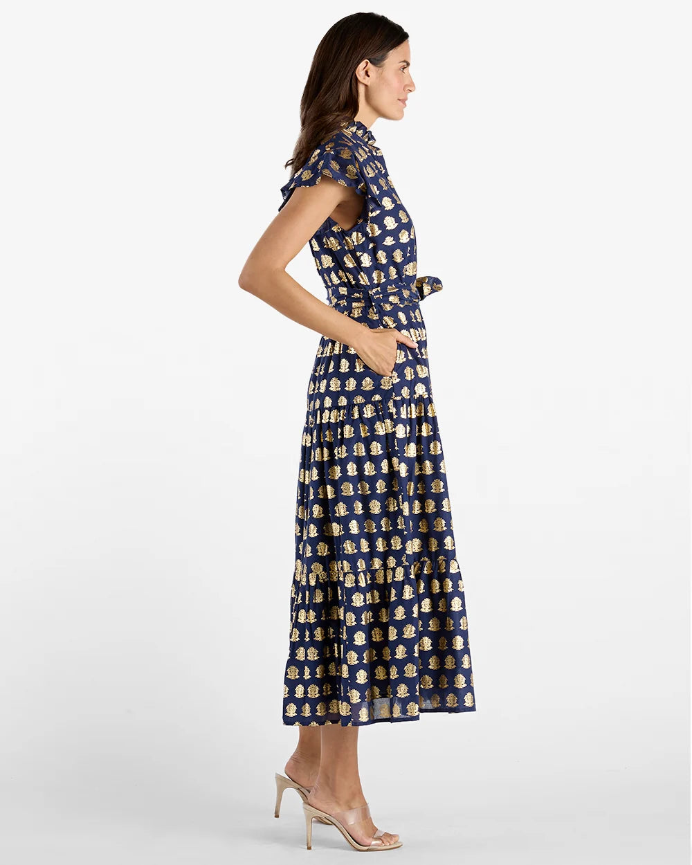 Jude Connally/ The Mirabella Dress/ Navy Foulard Border