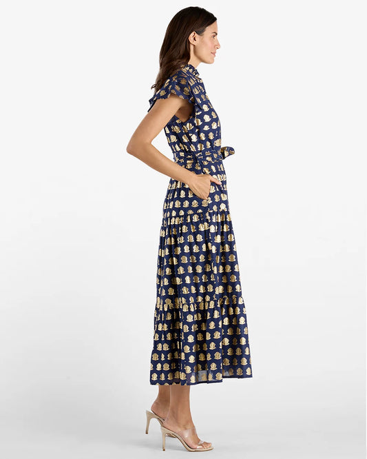 Jude Connally/ The Mirabella Dress/ Navy Foulard Border