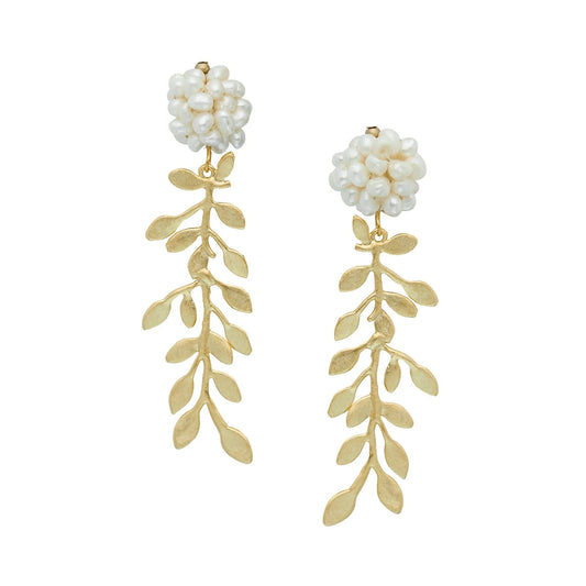 Susan Shaw/ Pearl Cluster Vine Earrings