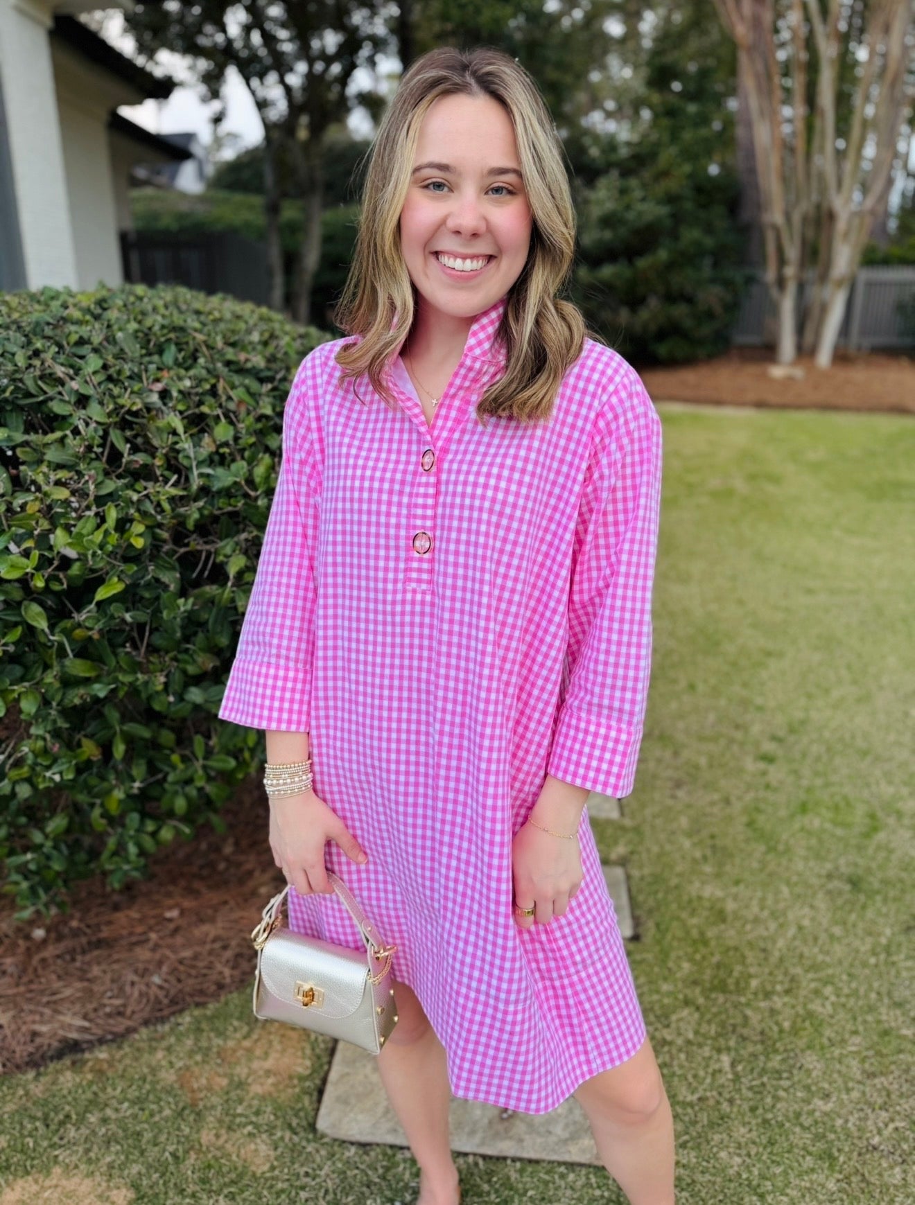 The Arden Dress/ Pink + White Gingham