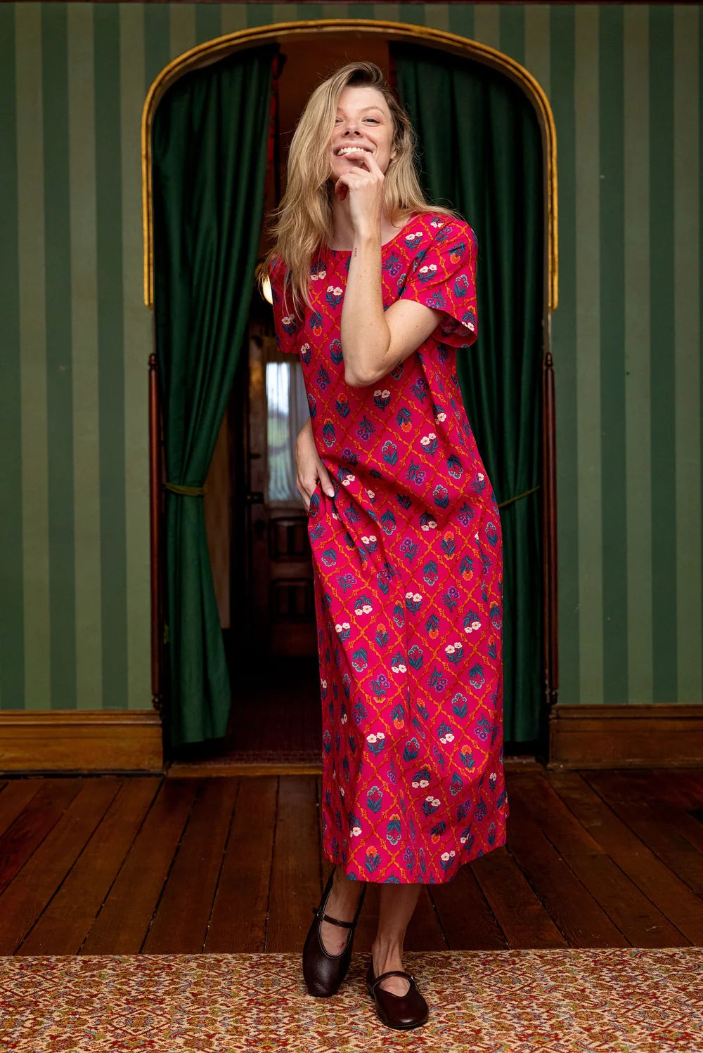 Double A/ The Ellie Dress/ Fuchsia Lattice