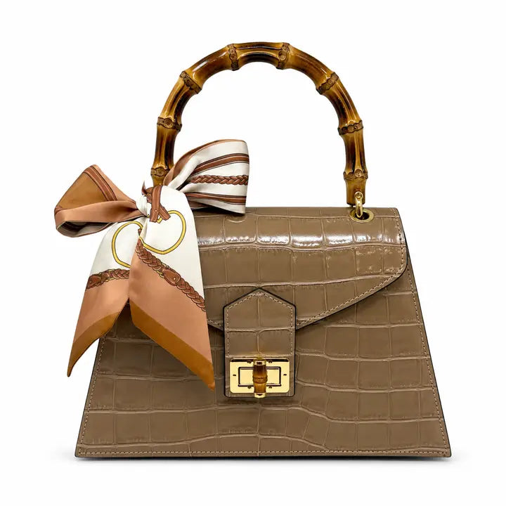 The Luxury Croc Handle Bag/ Taupe