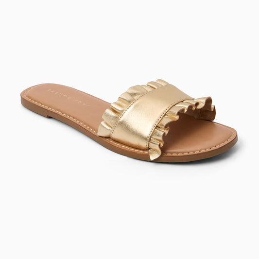 Jack Rogers/ The Rozette Ruffle Metallic Slide