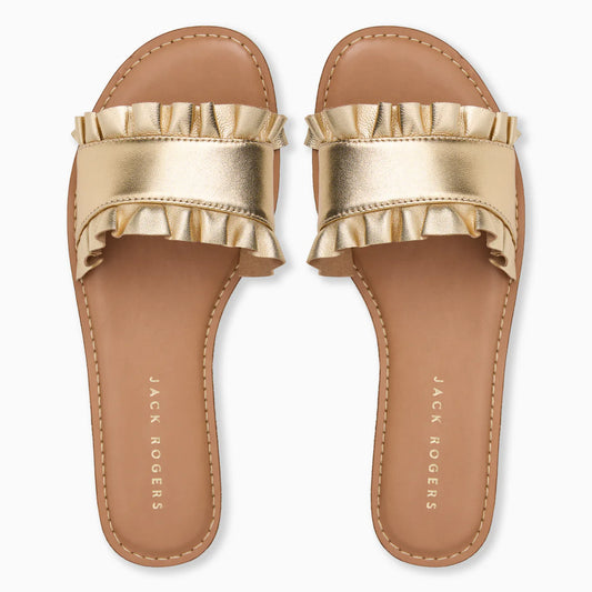 Jack Rogers/ The Rozette Ruffle Metallic Slide
