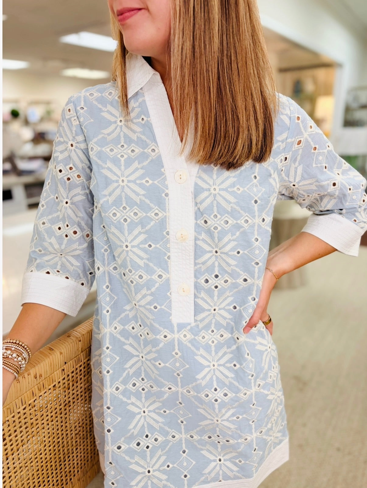 The Ela Eyelet Shift Dress/ FINAL SALE