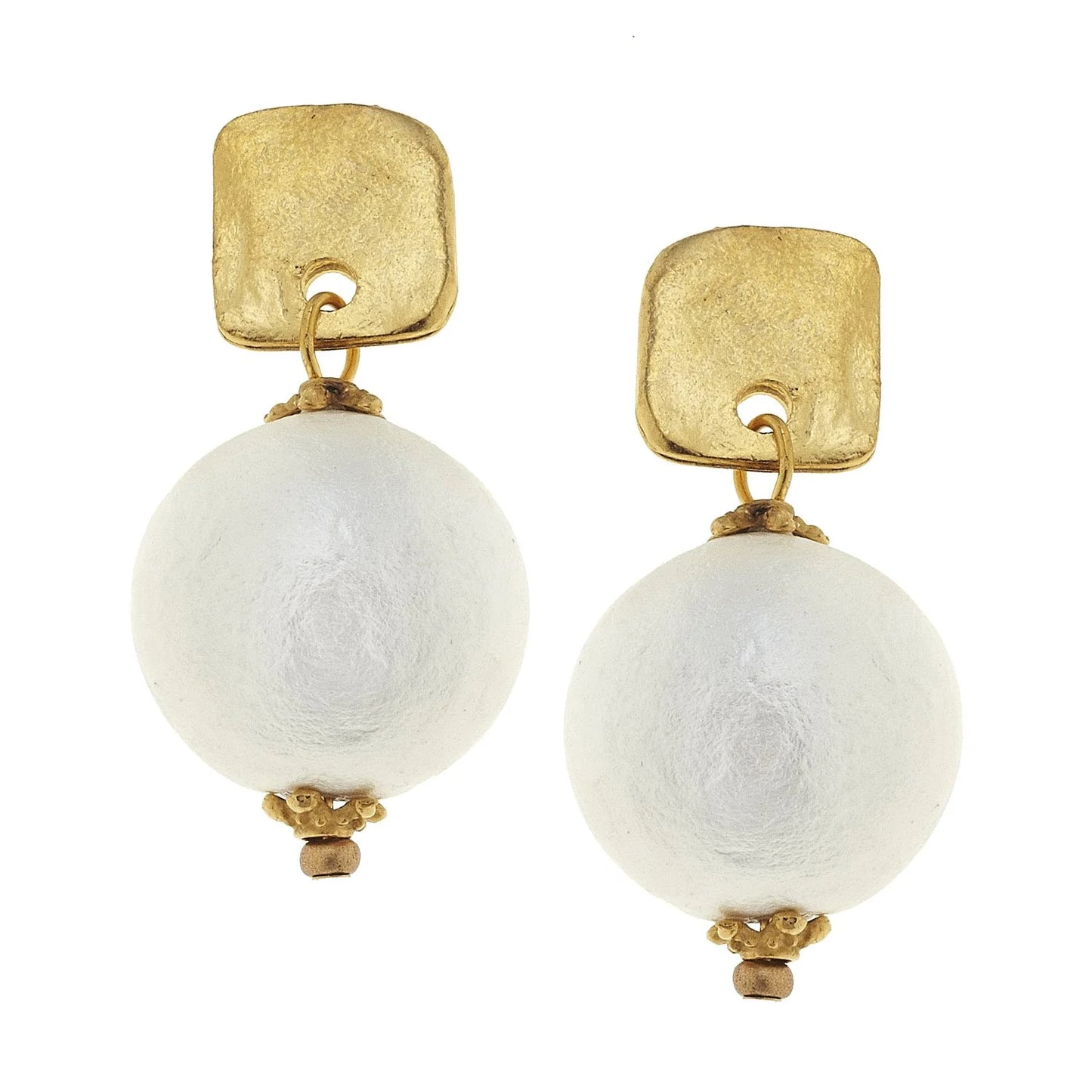 Susan Shaw/ Square Cotton Pearl Drop Earring