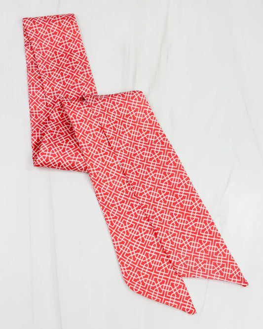 The Serafina Scarf/ Red + White Geo