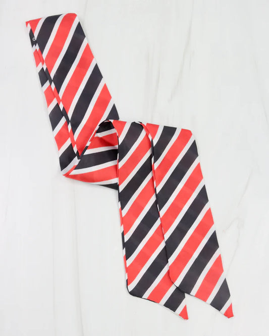 The Serafina Scarf/ Red + Black Stripe
