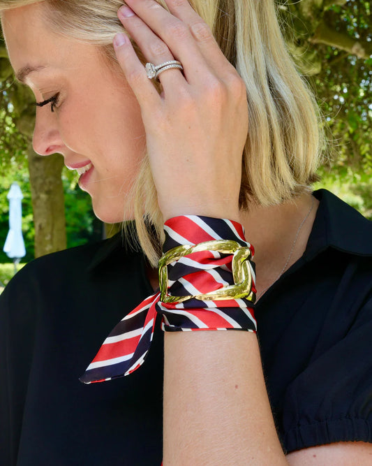 The Serafina Scarf Bracelet/ Black + Red Stripe