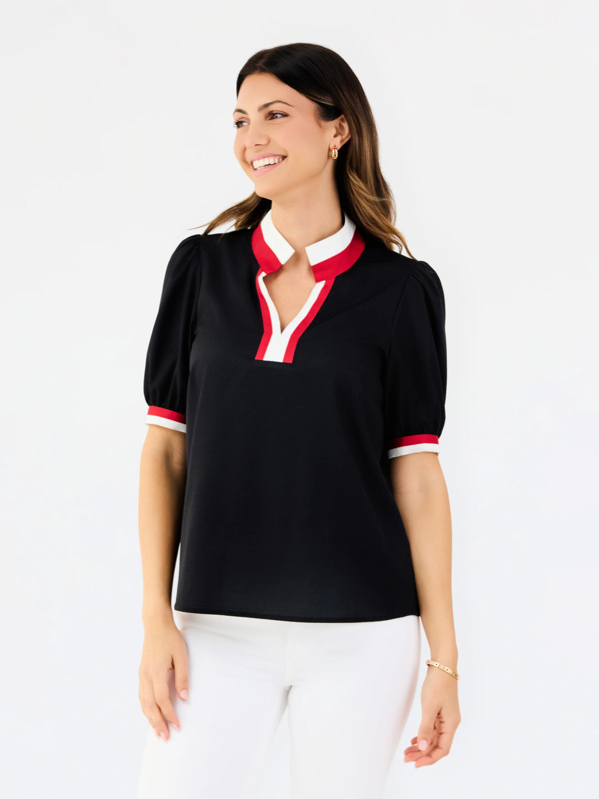 MS/ The Tricia Top/ Black + Red