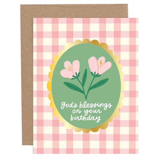 God's Blessings Flower Birthday Greeting Card