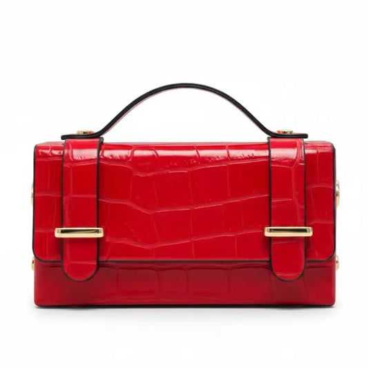 The Brynlee Buckle Crossbody/ Red Croc