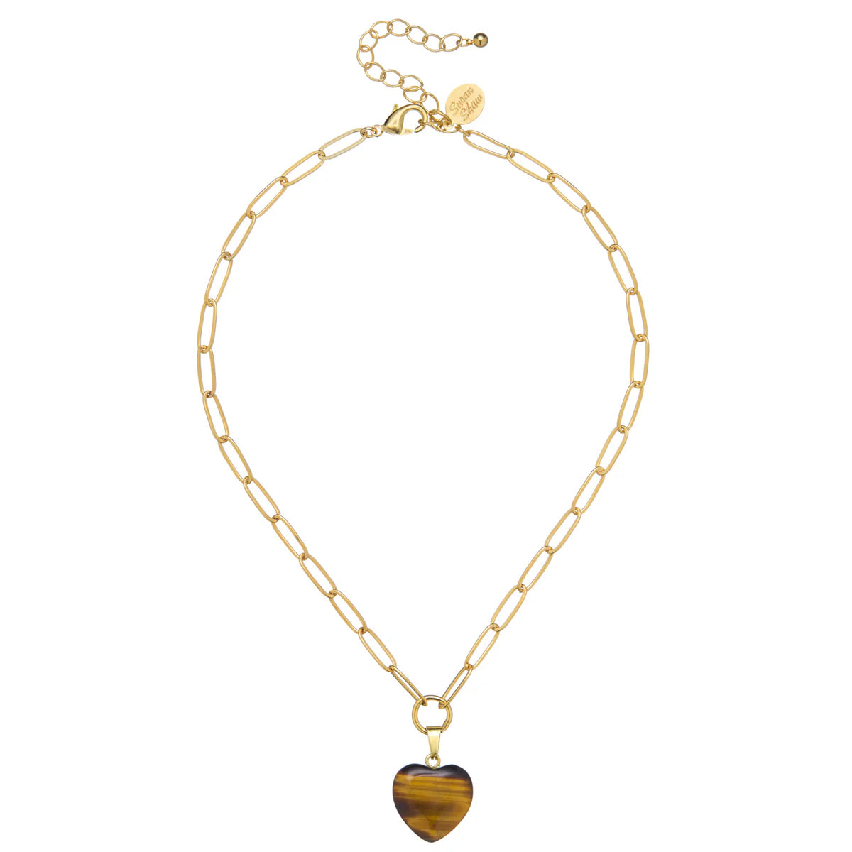 Susan Shaw/ Audrey Heart Necklace/ Tiger's Eye