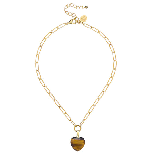 Susan Shaw/ Audrey Heart Necklace/ Tiger's Eye