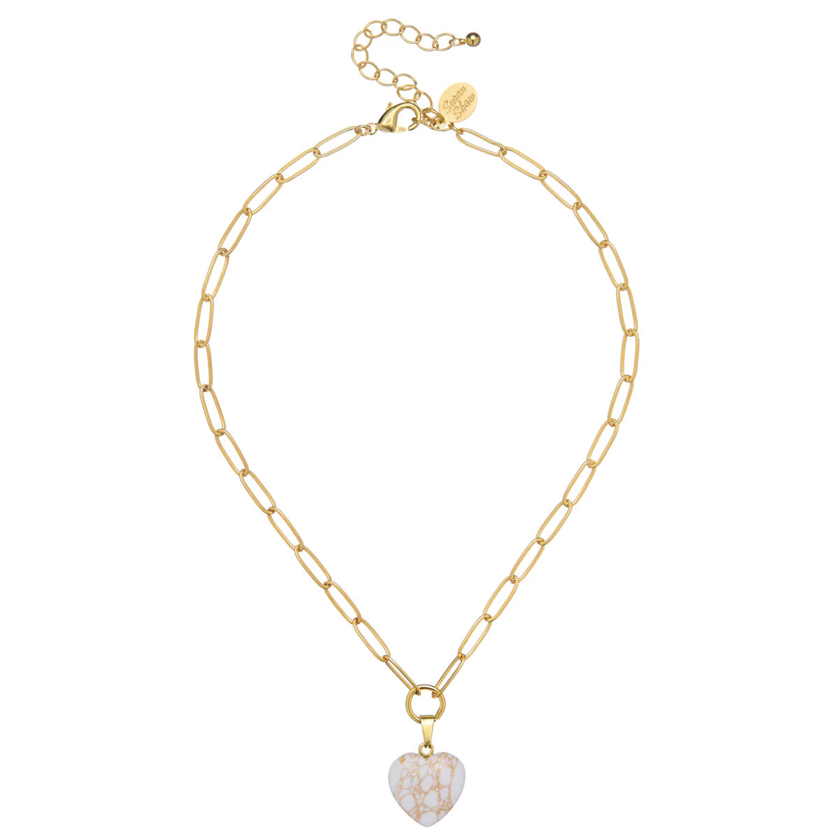 Susan Shaw/ Audrey Heart Necklace/ White Turquoise