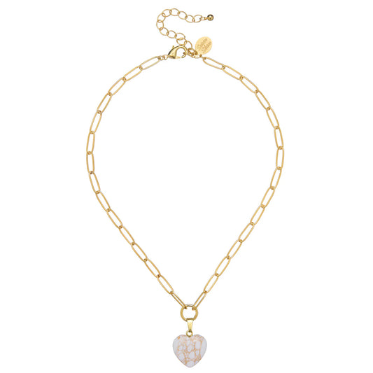 Susan Shaw/ Audrey Heart Necklace/ White Turquoise