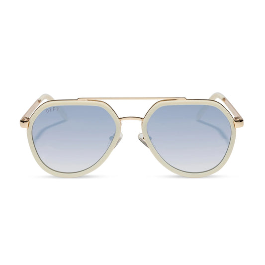 Diff/ Joey Sunglasses/ Ivory Gold Metal Slate