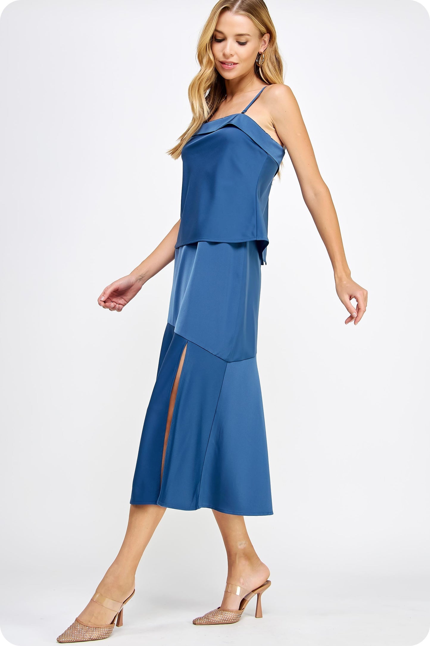 The Stellar Satin Midi Dress