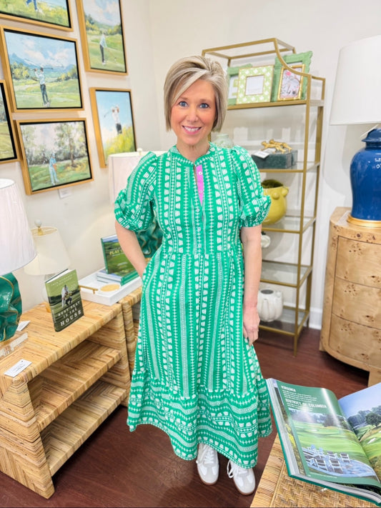 MS/ The Riley Dress/ Heritage Stitch Green