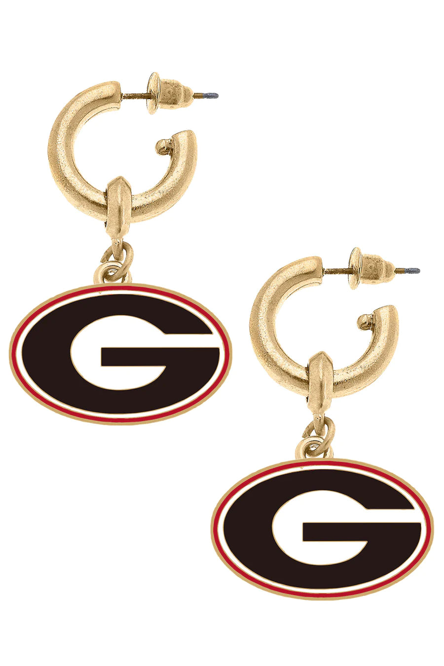 Georgia Bulldogs Enamel Drop Hoop Earrings