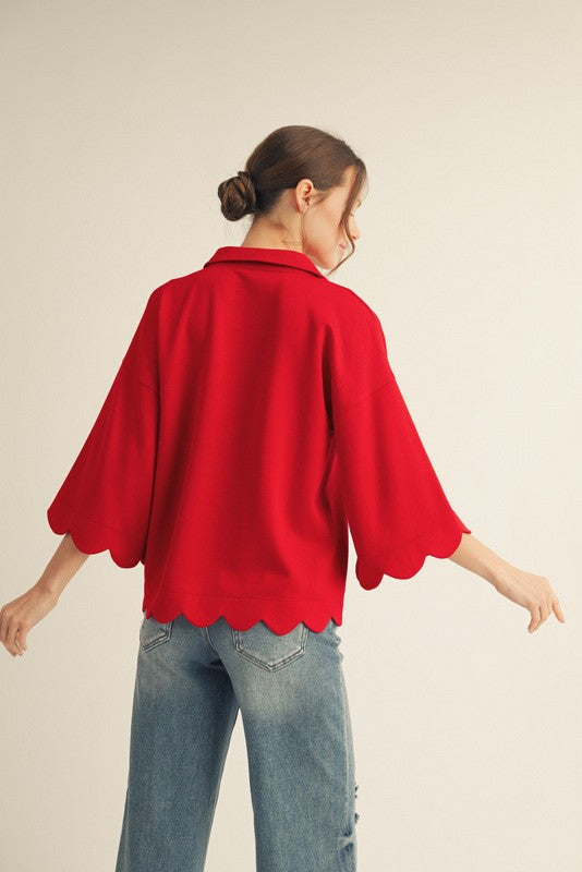 The Steva Scalloped Top