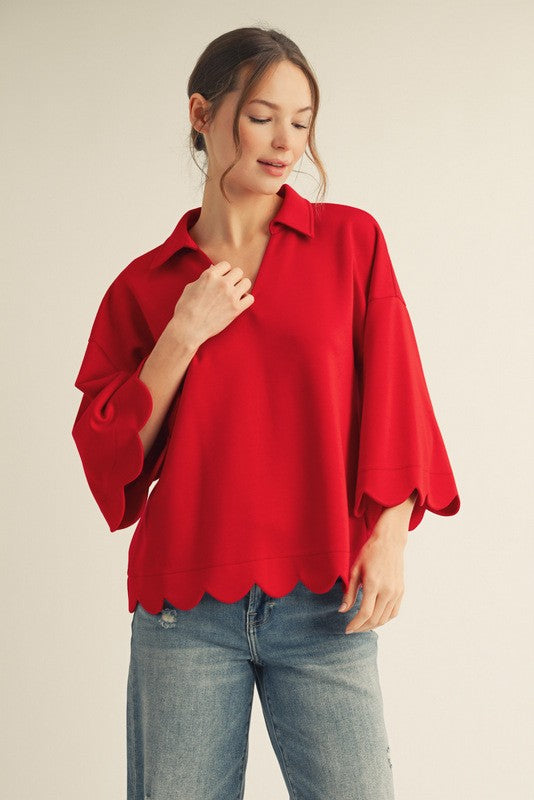 The Steva Scalloped Top