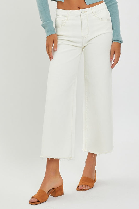 Risen/ HR Crop Wide Leg Jean/ Cream