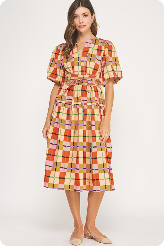 The Piper Plaid Midi Dress
