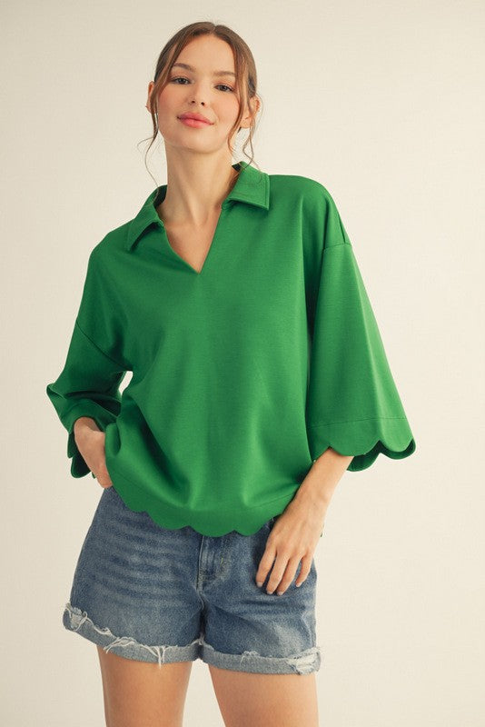 The Steva Scalloped Top