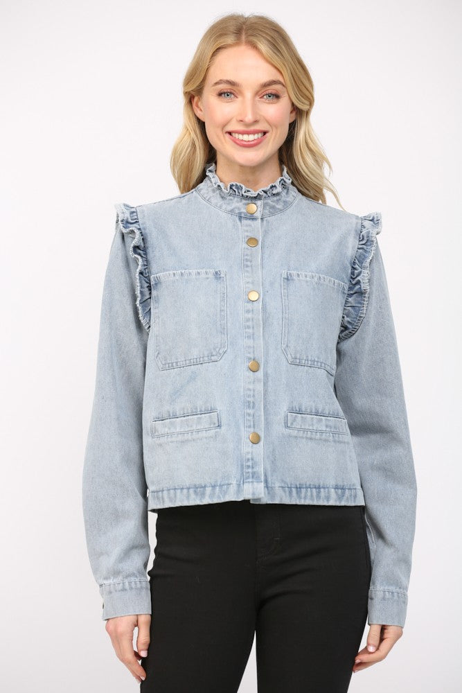 The Folly Frill Denim Jacket