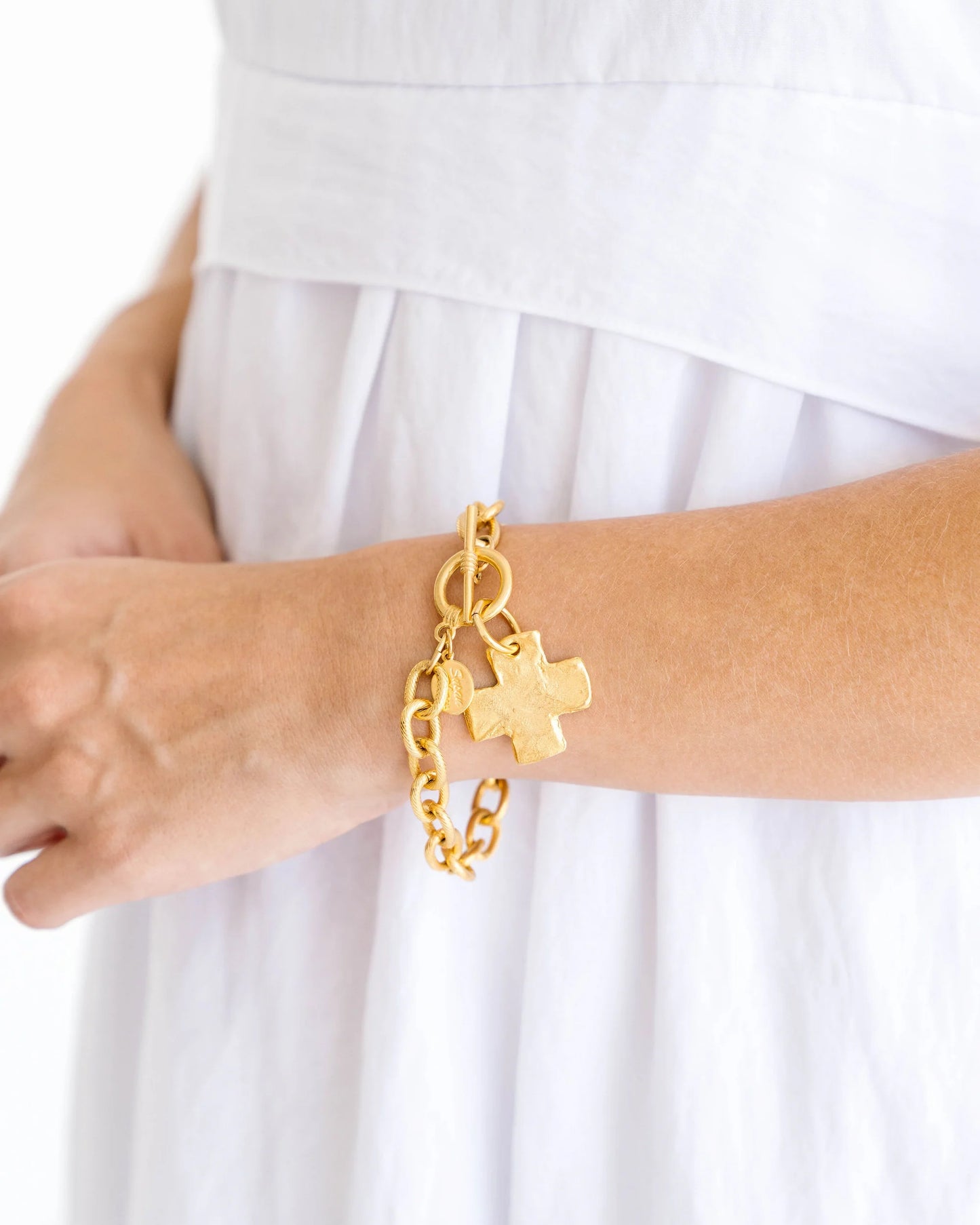 Susan Shaw/ Gold Cross Toggle Bracelet