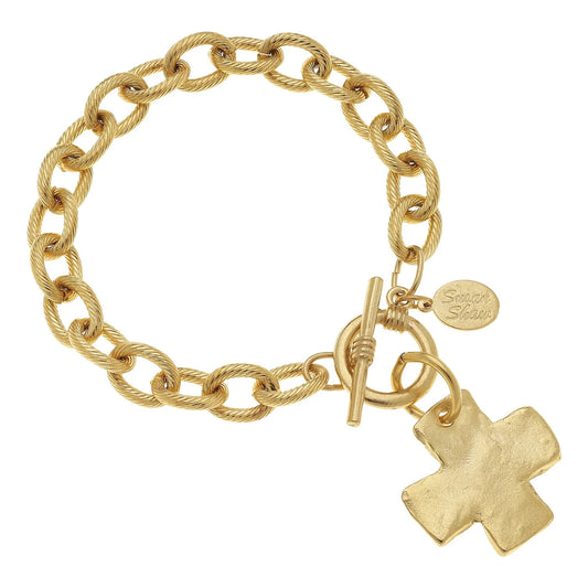 Susan Shaw/ Gold Cross Toggle Bracelet
