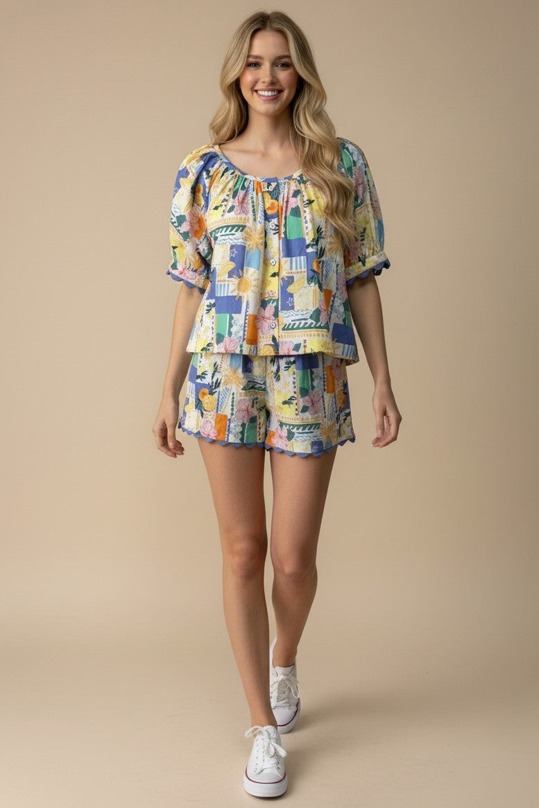 The Palm Patchwork Top