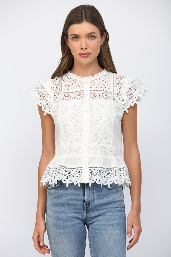 The Lace & Eyelet Peplum Blouse
