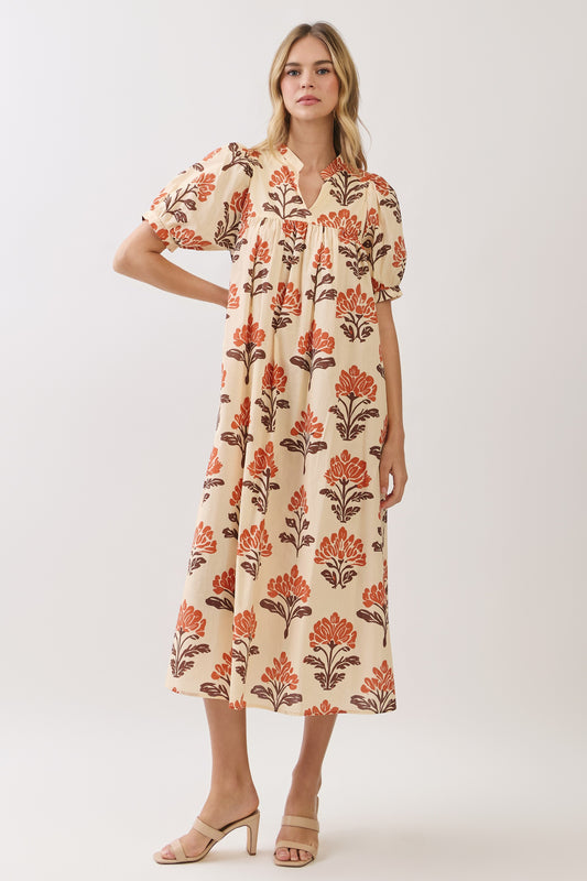 The Fall Time Floral Midi