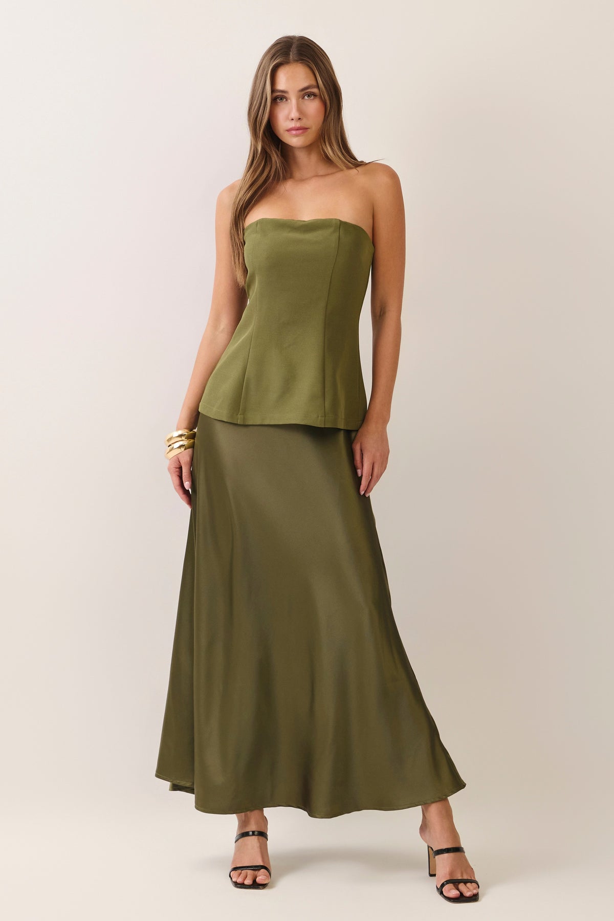 The Sela Satin Strapless Dress