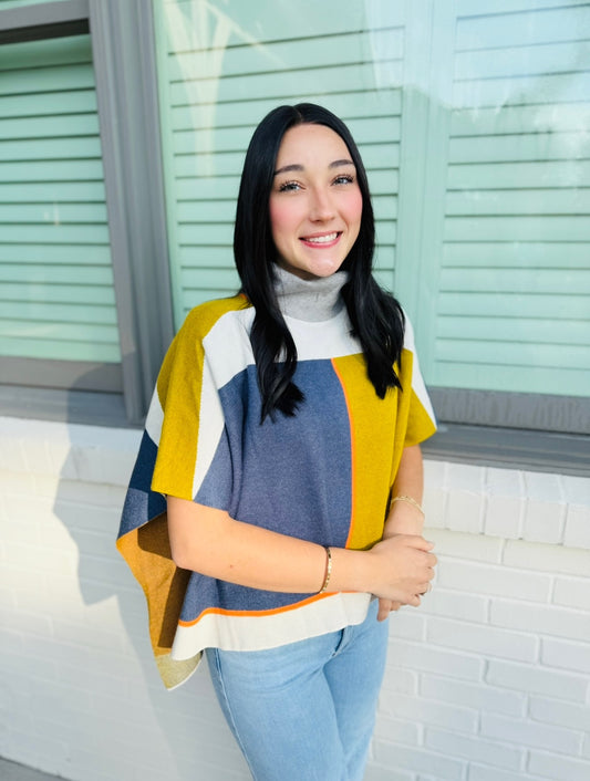 The Cecilee Colorblock Poncho