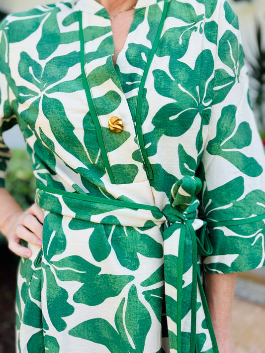Jade/ The Button Pleated Midi/ Ivory Fern