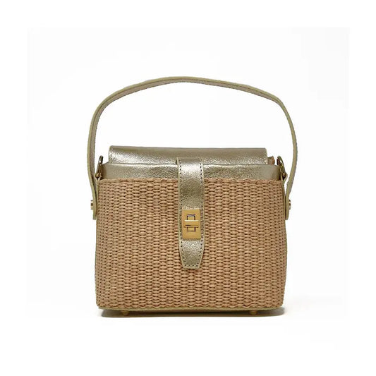 The Raleigh Rattan Handle Bag/ Gold