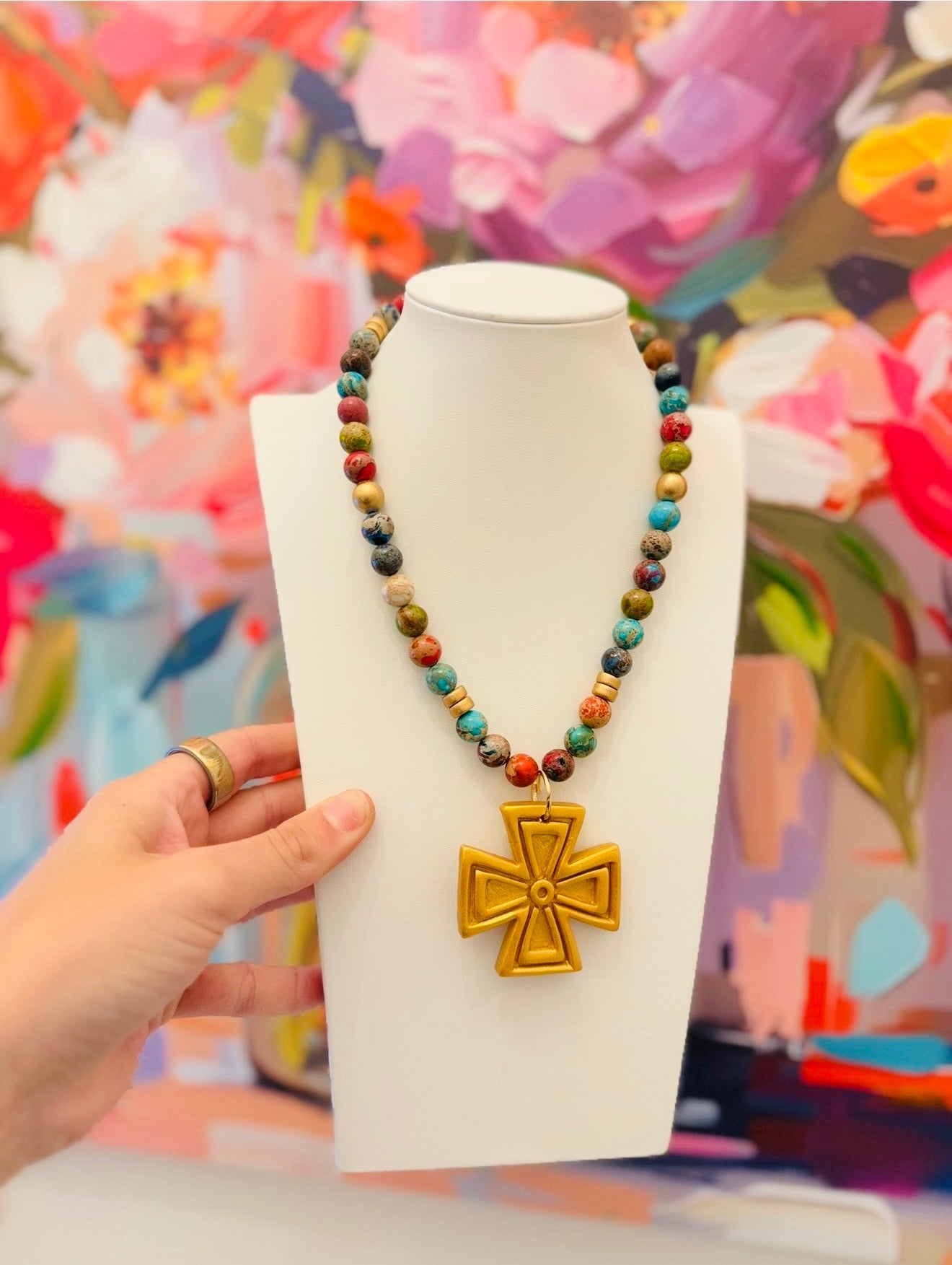 Hidden Truth Jewelry/ Multi Sea Jasper + Anna Cross